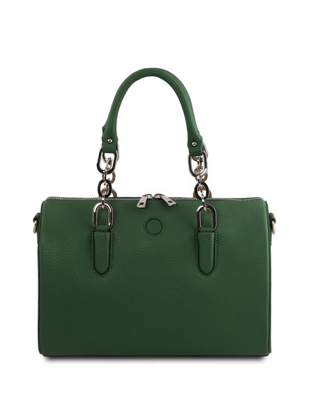 Geanta dama din piele naturala verde inchis